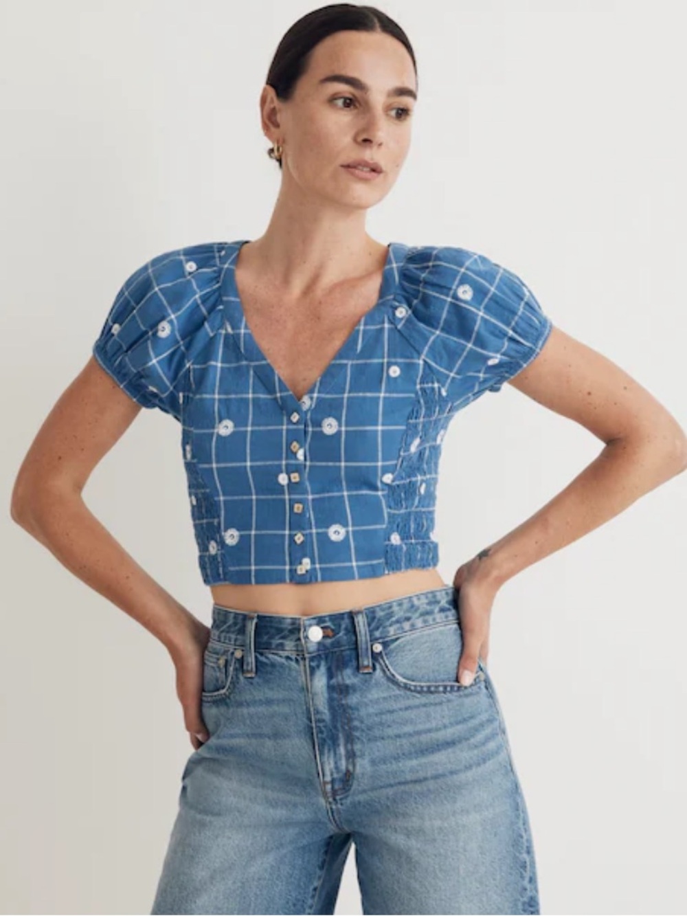 Madewell Puff Sleeve Cropped Top